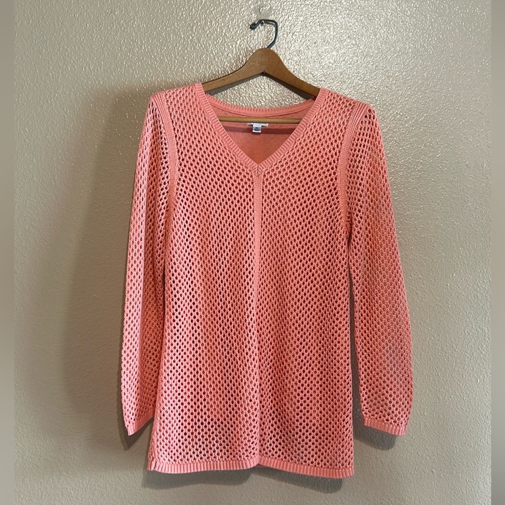 Croft & Barrow Women's‎ Coral Knit V-Neck Blouse – Coastal Chic (XL)